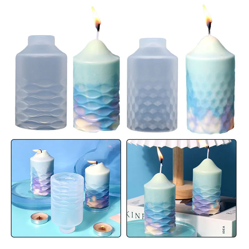 

Modern Simple Style Cylindrical Corrugated Silica Gel Candle Mold Manual Household Decoration Model Candle Making Supplies