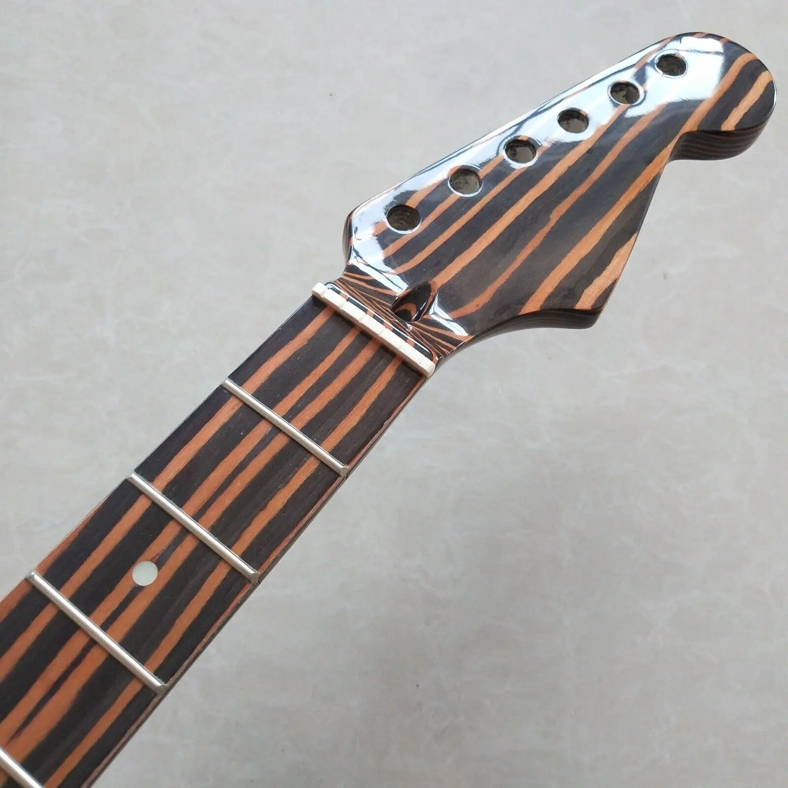 Enlarge 22 Frets Gloss Zebra wood Electric Guitar Neck 25.5in Fretboard dots inlay parts
