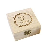 40hot square metal lock space saving ring box mr mrs letter print wedding wooden ring case for ceremony