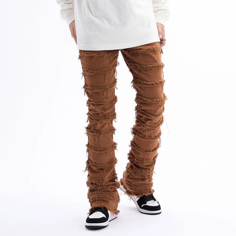 

Джинсы женские/мужские в полоску, повседневные мешковатые брюки с бахромой, в стиле Харадзюку, однотонные брюки в стиле хип-хоп, уличная одежда