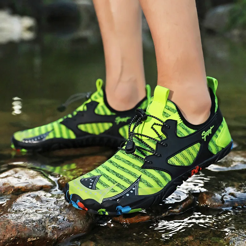 

Summer Hiking Sports Upstream Shoes Swimming Wading Five-Finger Barefoot Diving Beach Quick-Drying Sandals Neon Green Sneakers