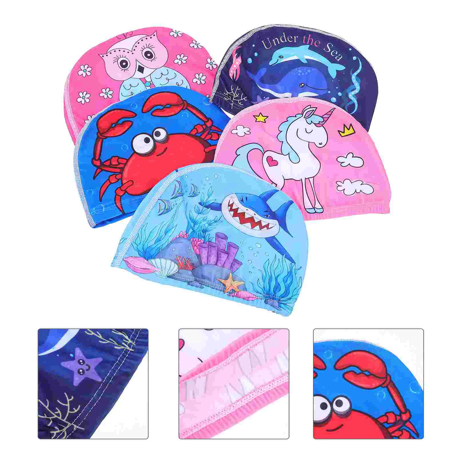 

5Pcs Polyester Swim Caps Portable Swim Hats Children Swimming Hats Children Accessory