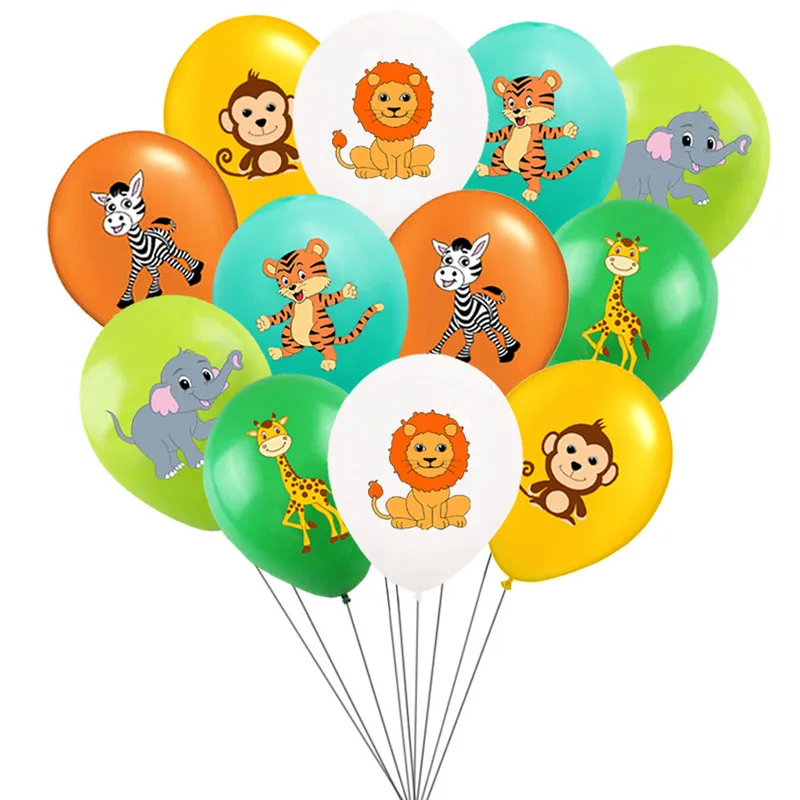 

10pcs Jungle Safari Birthday Party Balloon Happy Birthday for Kids Baby Shower Birthday Party Decorations Animal Latex Balloons