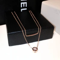 ins hot sale fashion design geometric women necklace rose gold vintage high quality cz clavicle chain pendant jewelry gift