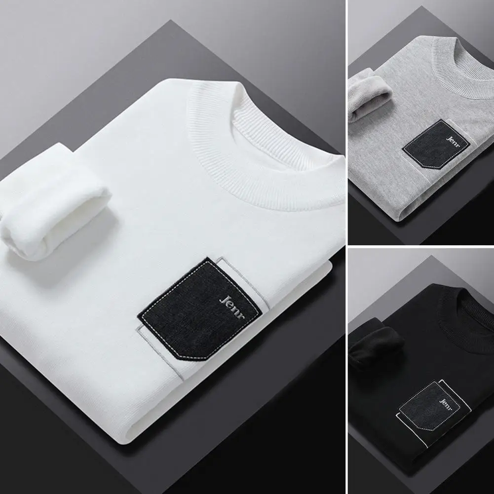 

Мужской свитер, утепленный базовый свитер, мужской однотонный свитер на осень и зиму, джемпер