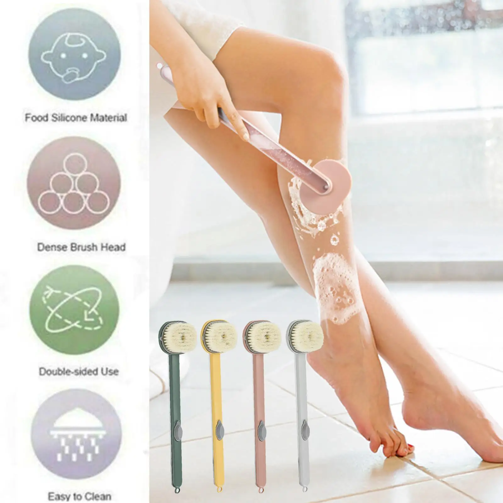 

Multifunctional Detachable Bath Brush Back Body Bath Sponge Shower Massager Brushes Bathroom Brush Scrubber Handle Long Wit N8t6