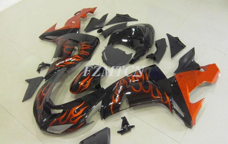 

Injection Mold New ABS JP Full Fairings Kit Fit For Kawasaki Ninja ZX-10R ZX10R 2006 2007 06 07 Bodywork Set Orange Flame