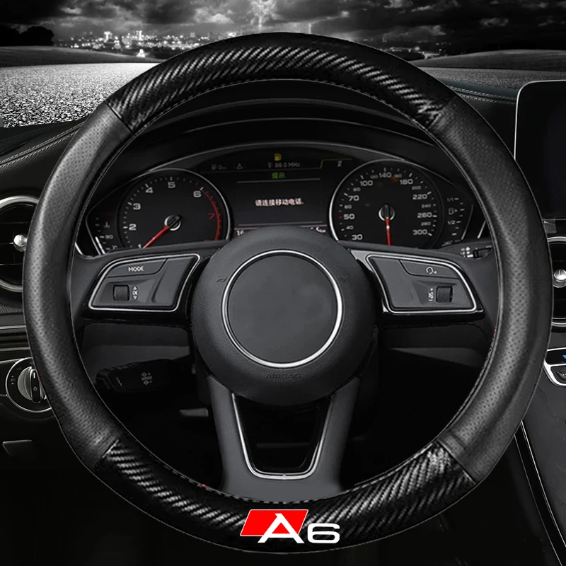 

Carbon Fiber leather Car steering wheel cover with Audi A series Logo For Audi A1 A3 A4 A5 A6 A A8 Car Accessories