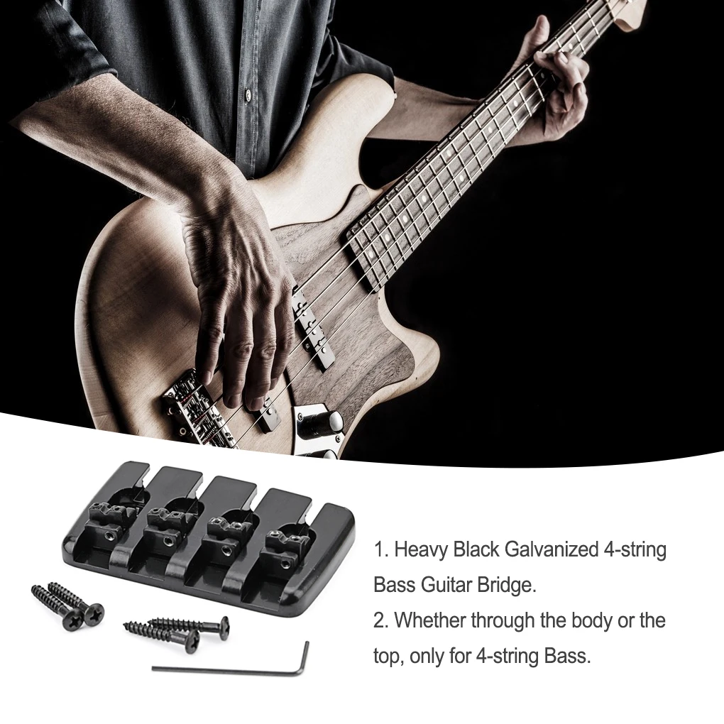 

4 String Bass Saddle Bridge Wear-resistant Tailpiece Guitar Musical Instrument Replacing Adjustable Tremolo Tools