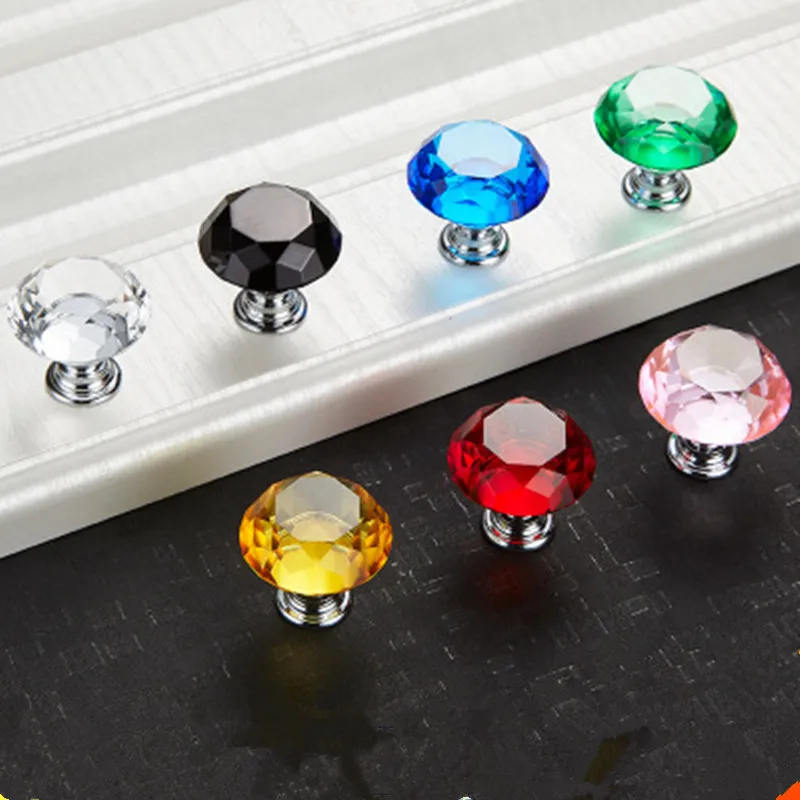 

30mm Diamond Shape Design Crystal Glass Knobs Cupboard Pulls Drawer Knobs Kitchen Cabinet Handles Furniture Handle Hardware