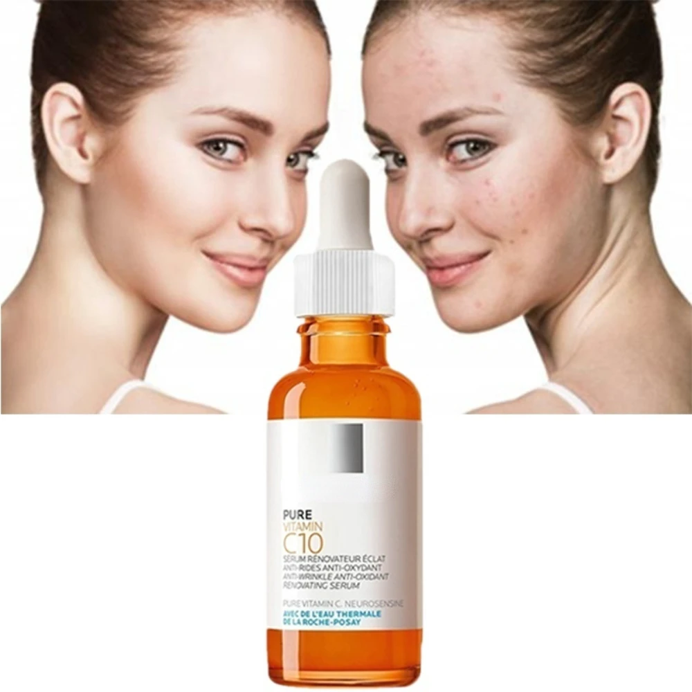 Pure Vitamin C10 Serum 30ml Anti-Wrinkle Antioxidant Essence Hyaluronic Acid Brightening For Aging Sensitive Skin