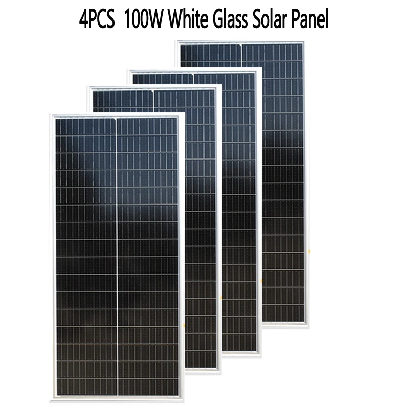 

NEW Glass Solar Panel 300W 400W Aluminum Frame 30MM Thickness 1165mm*550mm Solar Panel 12V 100W Battery Charge For Boat