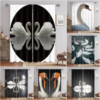 swan lake 3d digital printing bedroom living room window curtains 2 panels