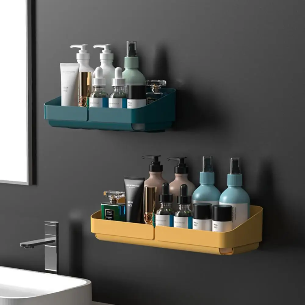 

No Punching Storage Rack Shelf Self Adhesive Makeup Holder Toilet Washstand Wall-mounted Wholesale 2023 Without Drilling Hot