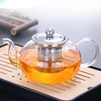 borosilicate glass teapot teaup flower teapot with removable infuser filter heat resistant stove glass teapot warmer base