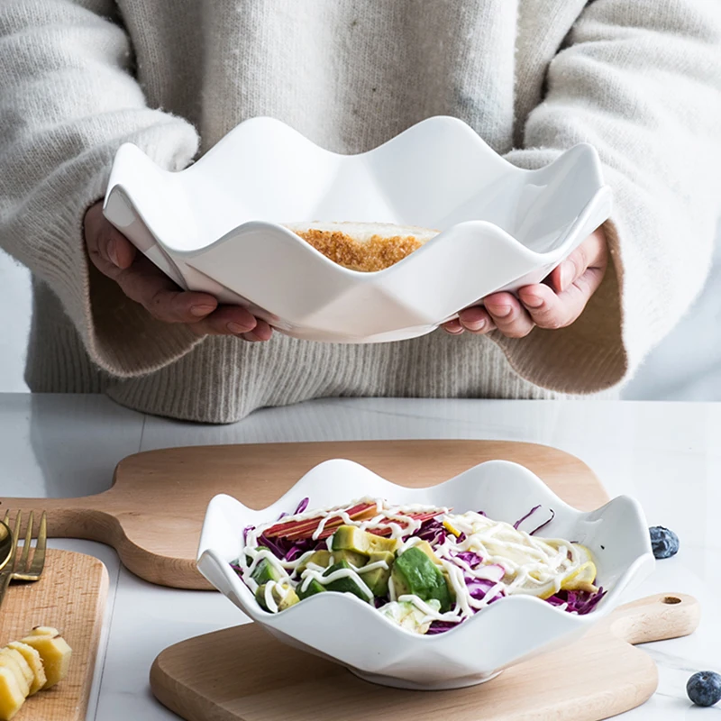 

Nordic Art Spherical Ceramic Fruit Salad Plate Modern Minimalist Home Fruit Vegetable Basin Dessertsnack Snack Sushi Storag Tray