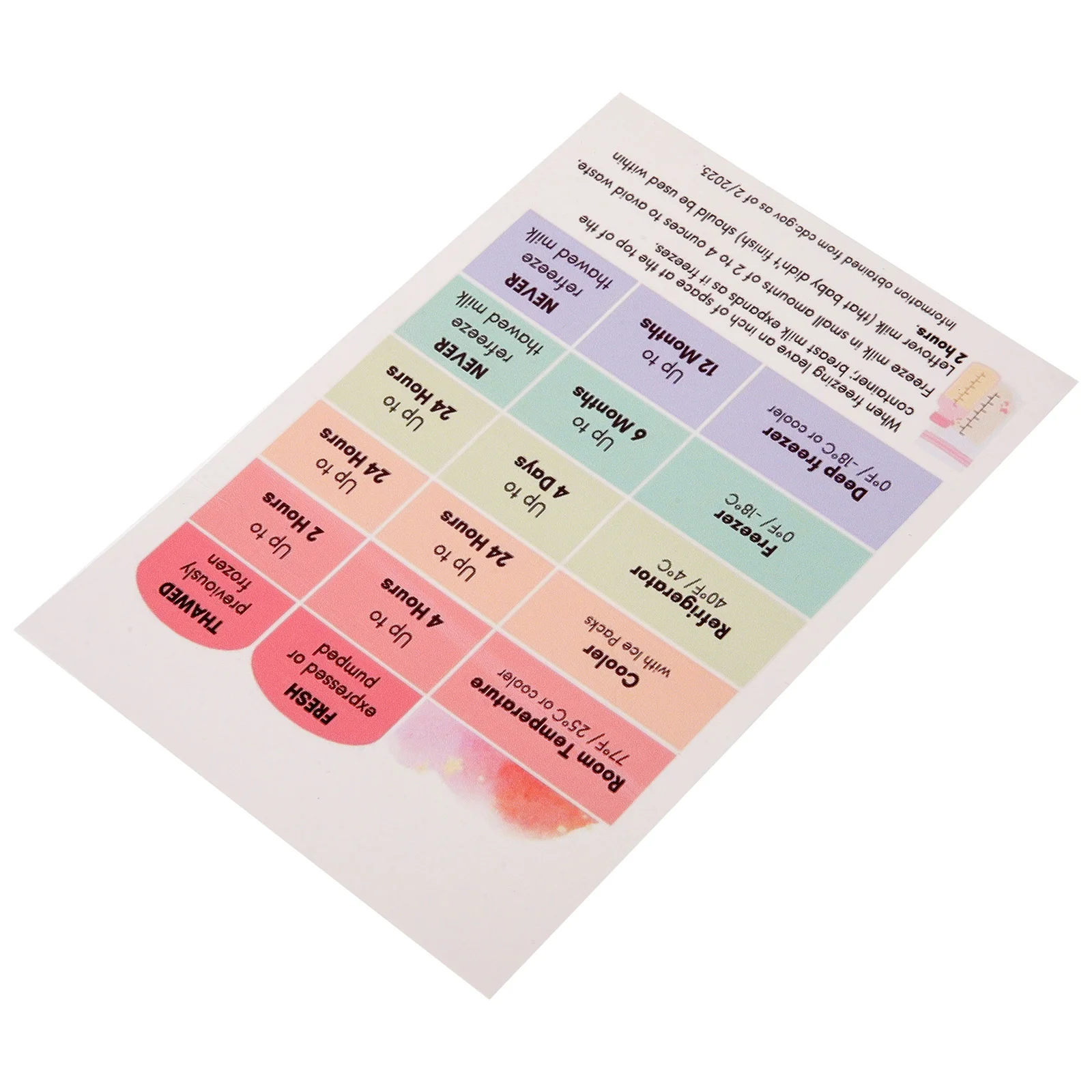 

Breastmilk Fridge Storage Guide Card Refrigerator Paper Jam Instruction Breatmilk Mother
