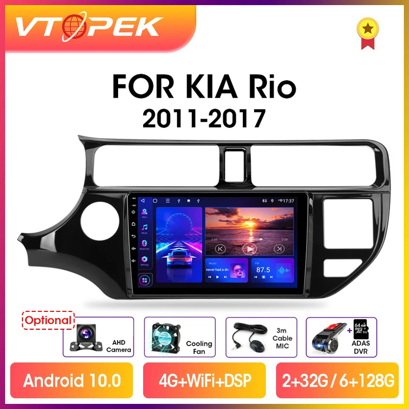 Vtopek 9&quot 4G DSP RDS 2din Android 10.0 Car Radio Multimidia Video Player GPS Navigation For KIA RIO K3 PRIDE 2011-2017 Head Unit |