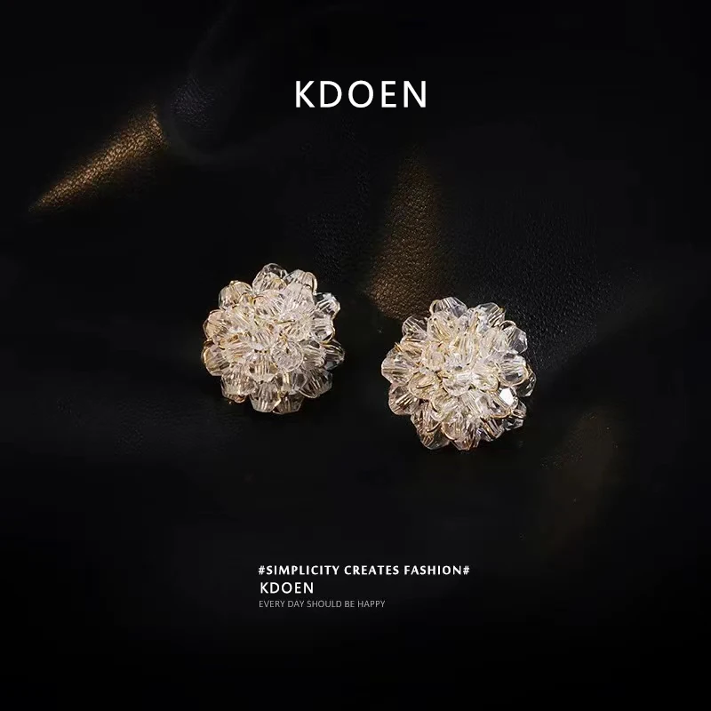 2022 новый дизайн серьги-гвоздики с имитацией кристаллов плетеные цветы корейские