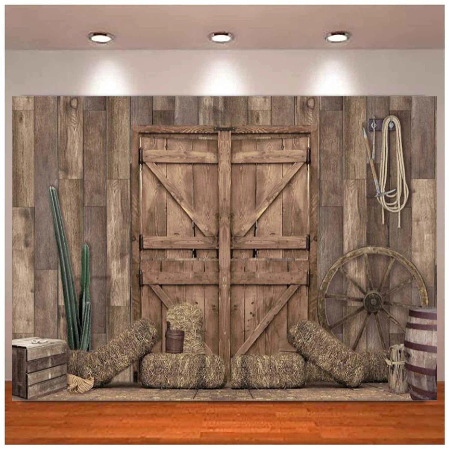 

Western Cowboy Photography Backdrop Fall Farm Door Rustic Barn Background Wild West Wooden House Baby Shower Kids Birthday Party