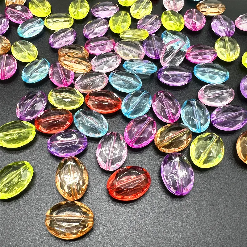 

15pcs 13x17mm Multicolor Faceted Oval Acrylic Faceted Beads For Jewellery Makeing DIY Bracelet Necklace Accessories