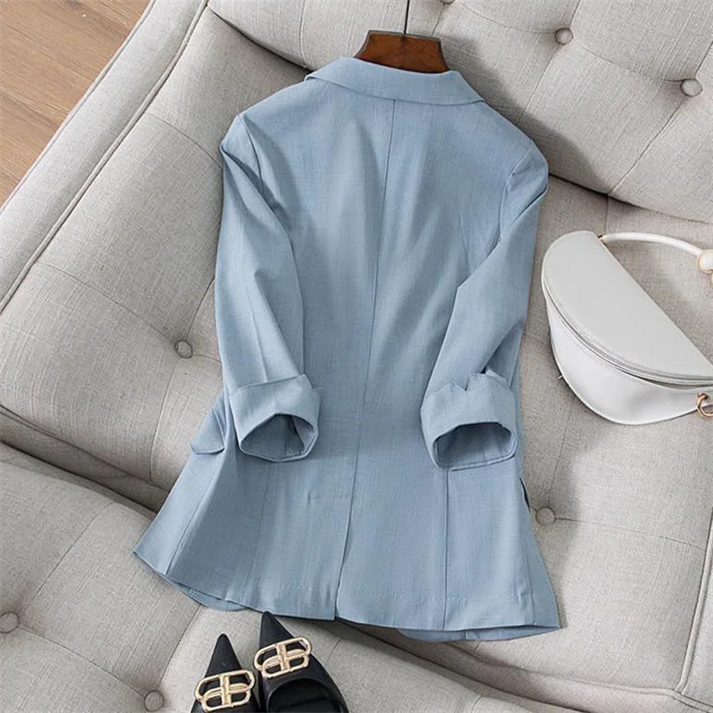 Women Blazer 2023 New Fashion Spring Summer Three-Quarter Sleeve Thin Suits Jacket Ladies Casual Work Blazers Coat Female Tops