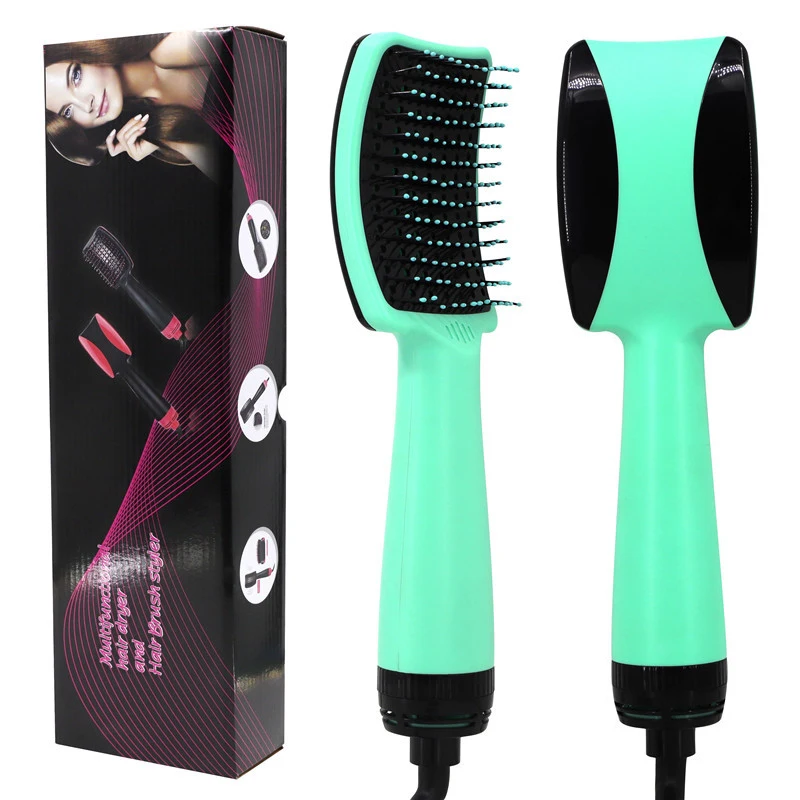 

New Professional Hair Dryer Brush One Step Hair Blower Brush Light Green 2 In 1 Hair Dryer Salon Hot Air Comb Hot Comb Brush