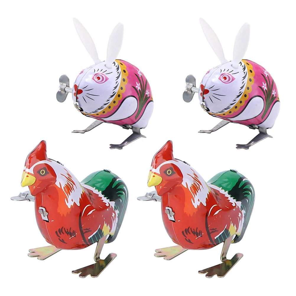 

4pcs Classic Wind Toys Iron Clockwork Jumping Animal for Kids Children