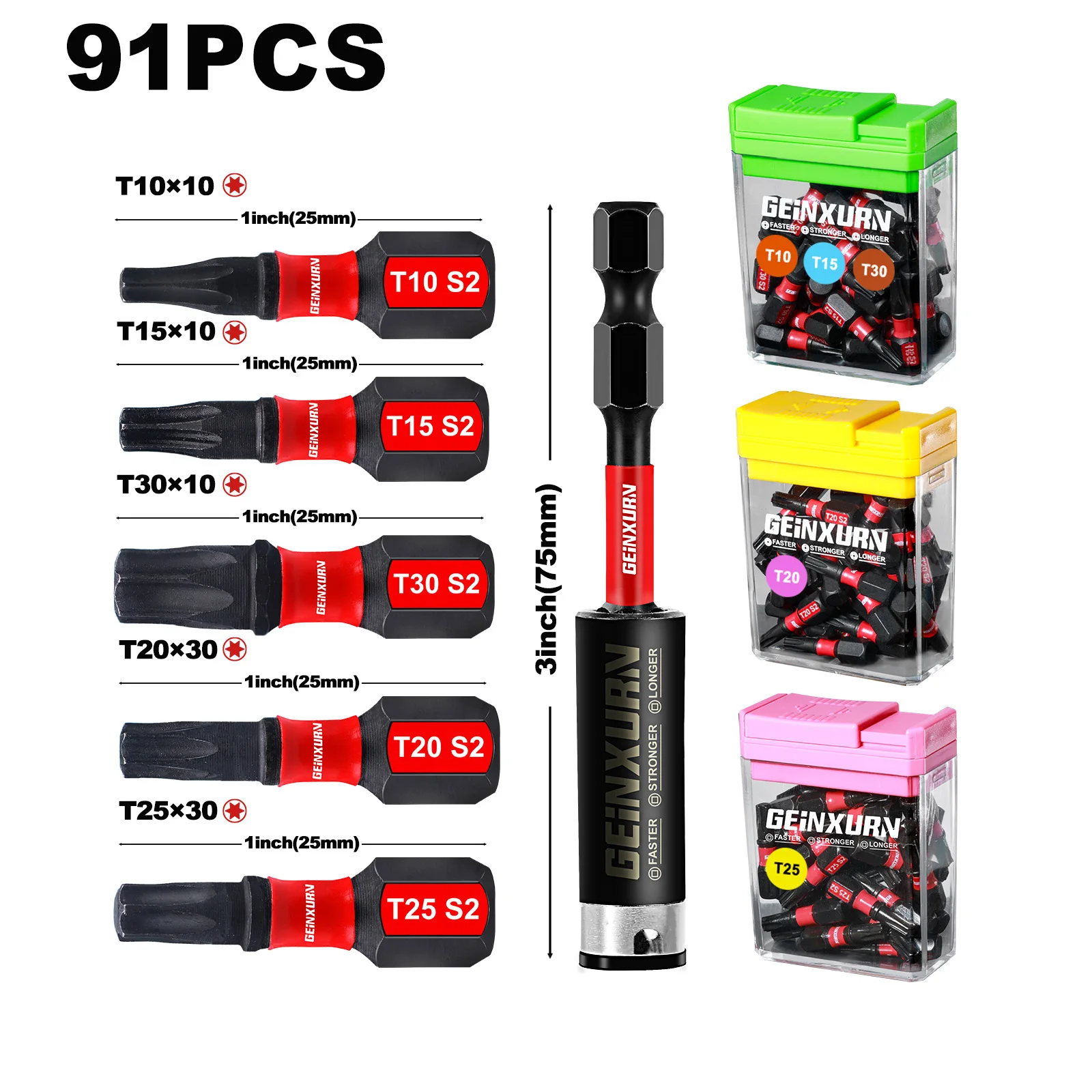 

Набор ударных отверток Geinxurn Impact Torx T10/T15/T20/T25/T30