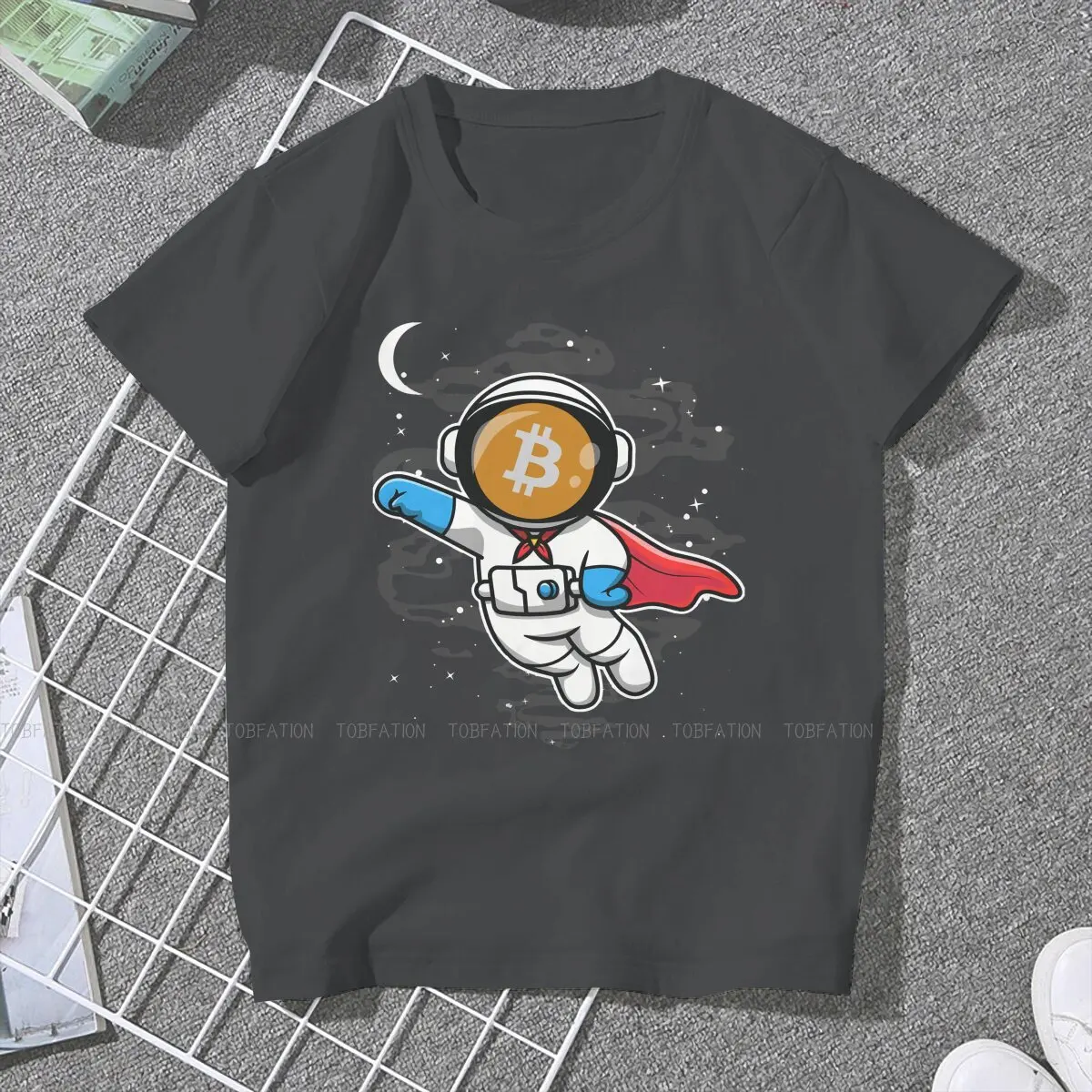 К Луне криптокен 4XL Футболка для девочек Забавный астронавт Биткоин новый дизайн