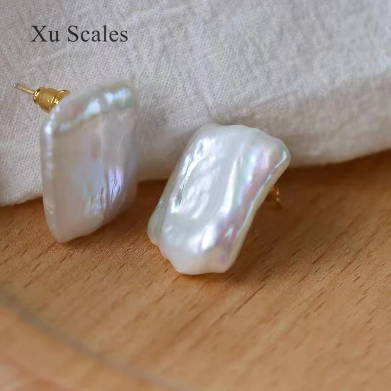 Фото Серьги из натуральной искусственной кожи, 15-21 мм, нестандартные квадратные, 14 карат, позолоченные модные высококачественные серьги, ювелирные изделия для женщин №3