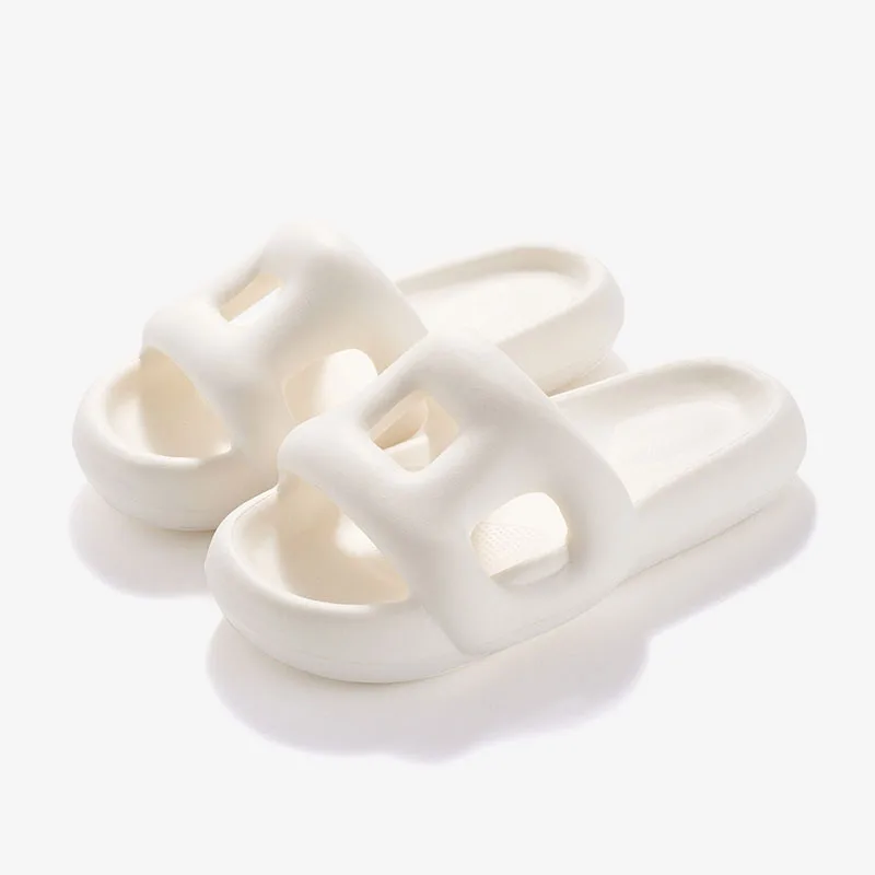 Women Men Slippers Summer Hollow Out Non-Slip Bathroom Soft Thick Bottom Slides Beach Pool Sandals Unisex Couples Platform Shoes