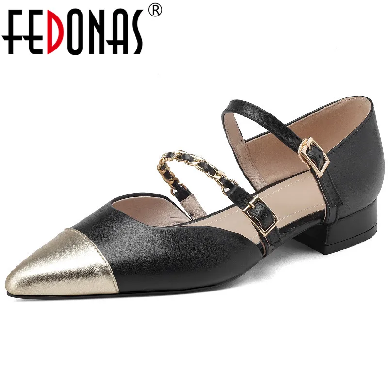 

Женские туфли-лодочки из натуральной кожи FEDONAS; Сезон весна-лето; Разноцветные туфли с острым носком на низком каблуке; Офисные повседневные...