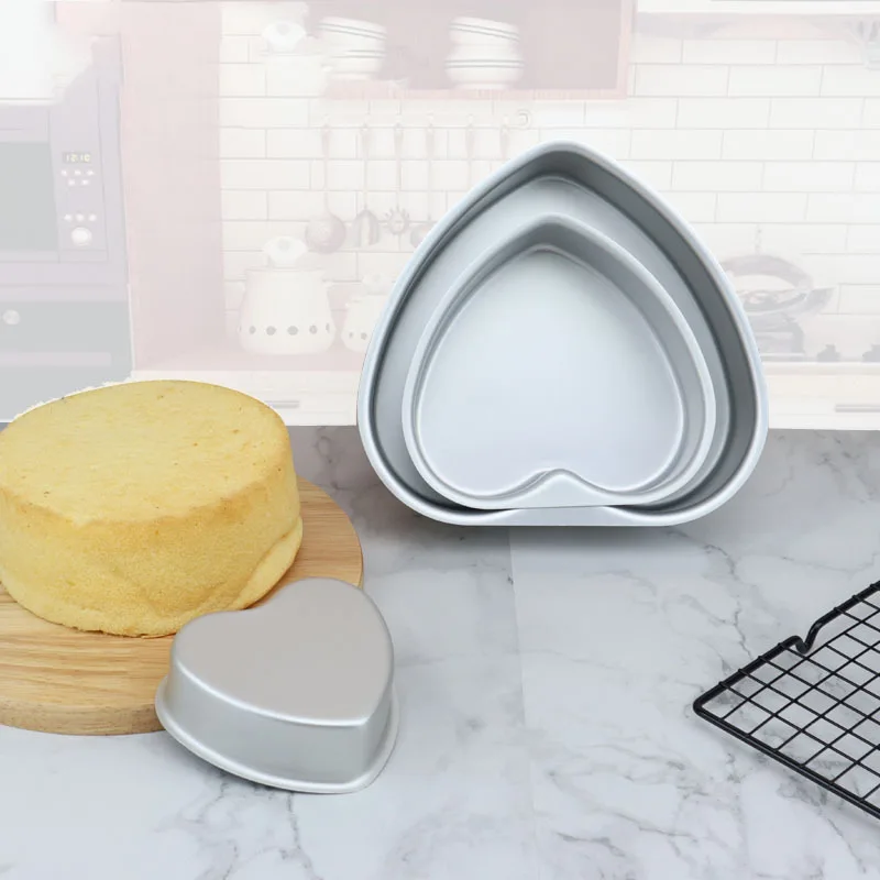 

Heart-shaped anode solid bottom cake mold non-stick aluminum alloy baking tools 4/6/8 inch heart-shaped