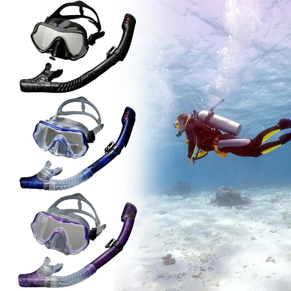 

Professional Scuba Diving Silicone Mask Snorkel Set Anti-Fog Tube Swim Equipment