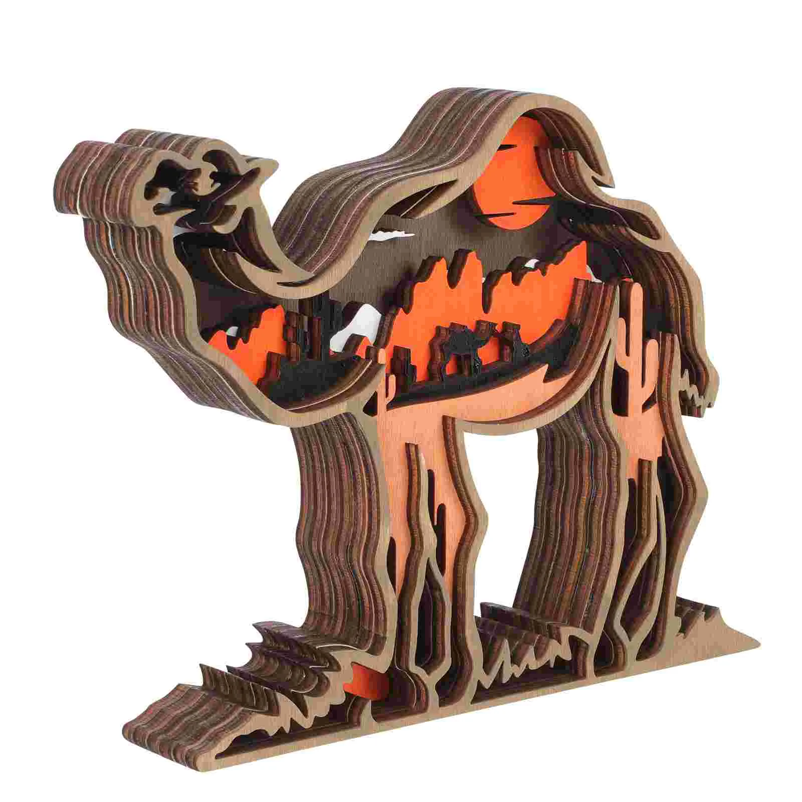 

Figurine Carved Camel Ornament Craft Educational for Home Office Desktop Decoration 17. 5x13. 5cm