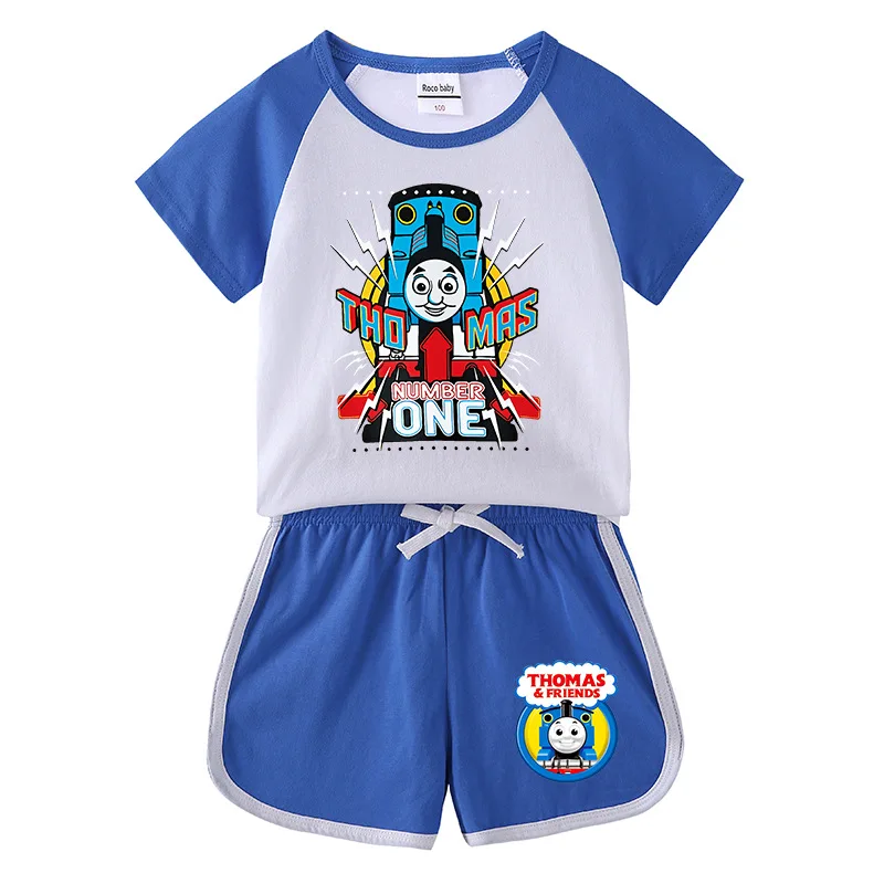 

Thomas The Train Children's Summer New Suit Baby Hot Pants Short-sleeved T-shirt Shorts Casual Sports Kids Two-piece Suit