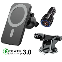 15w magnetic wireless car charger mount stand for iphone 12 pro max qi fast charging magsafing wireless charger car phone holder