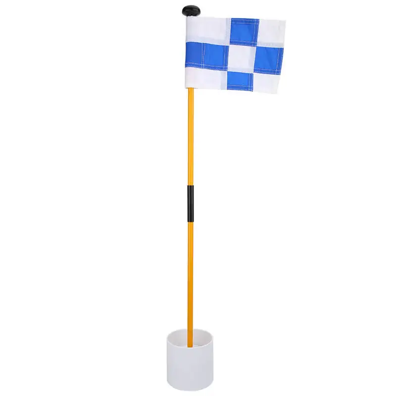 

82cm Golf Putting Green Removable Flagpole Set Practicing Accessory With Blue White Grid Checkered Flag