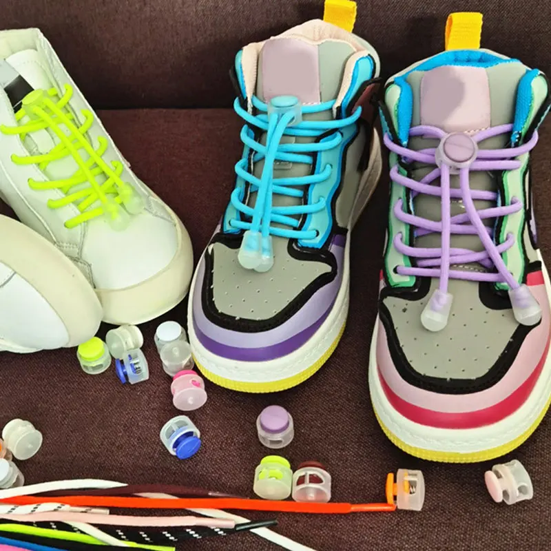 

Шнурки круглые цветные пластиковые, 1 пара, без завязывания