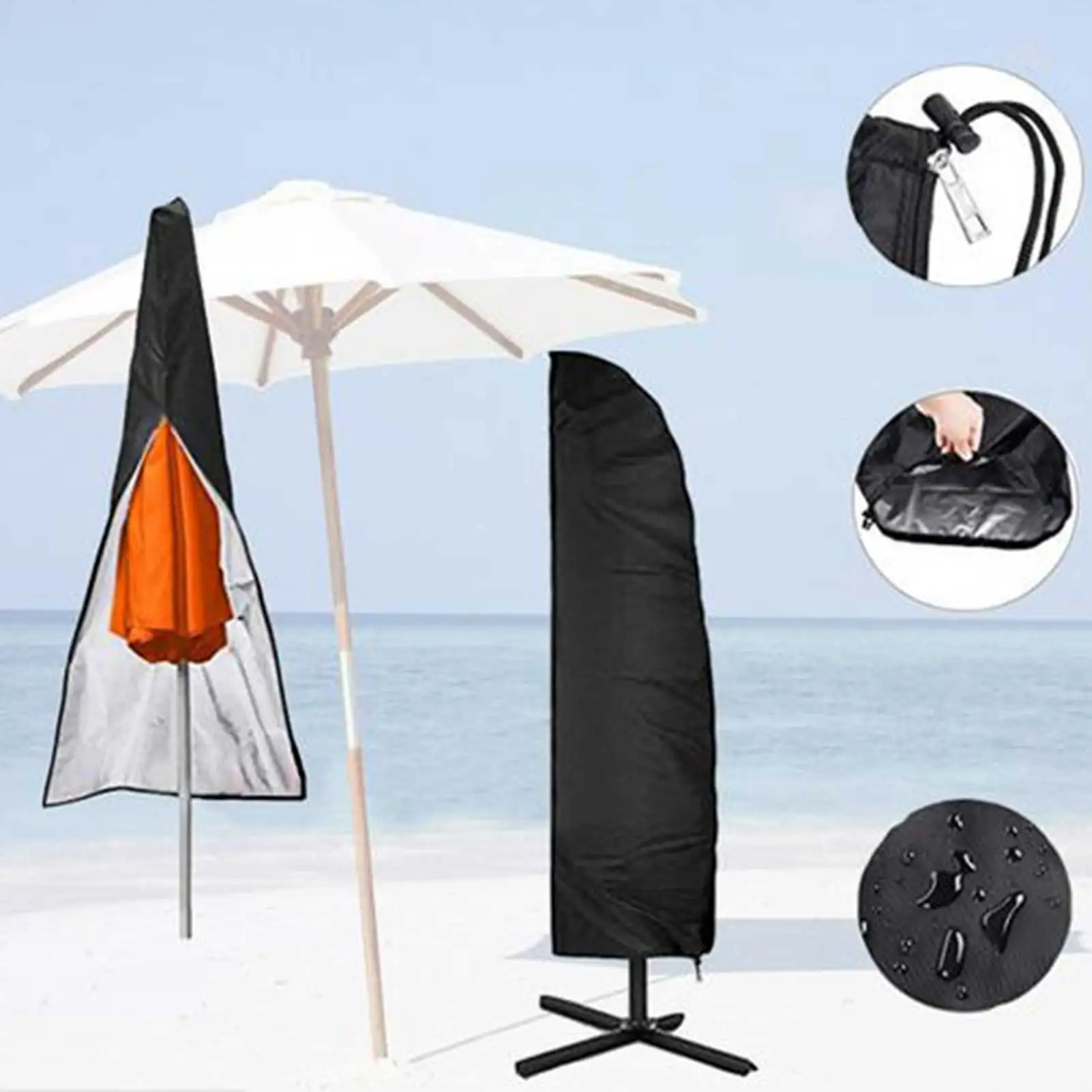 

190cm Patio Parasol Cover Waterproof Oxford Cloth Yard Umbrella Cover With Zipper Garden Cantilever Parasol Umbrella Case