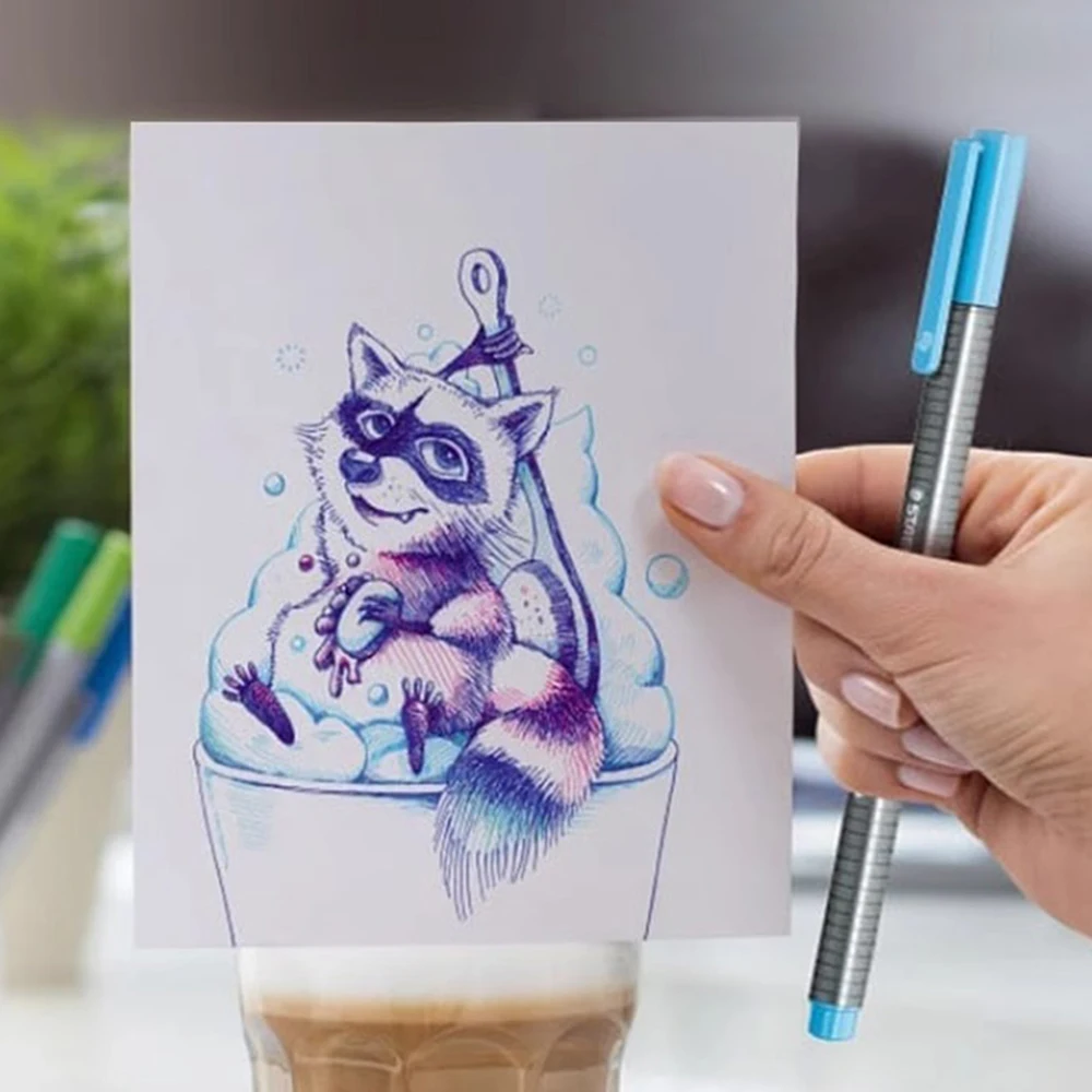 Фото STAEDTLER цветной крючок, игольная трубка, волокнистая кисть 334 SB, цветной тонкий шрифт 0,3 мм для художественной живописи, маркировки, школьных и офисных принадлежностей №2
