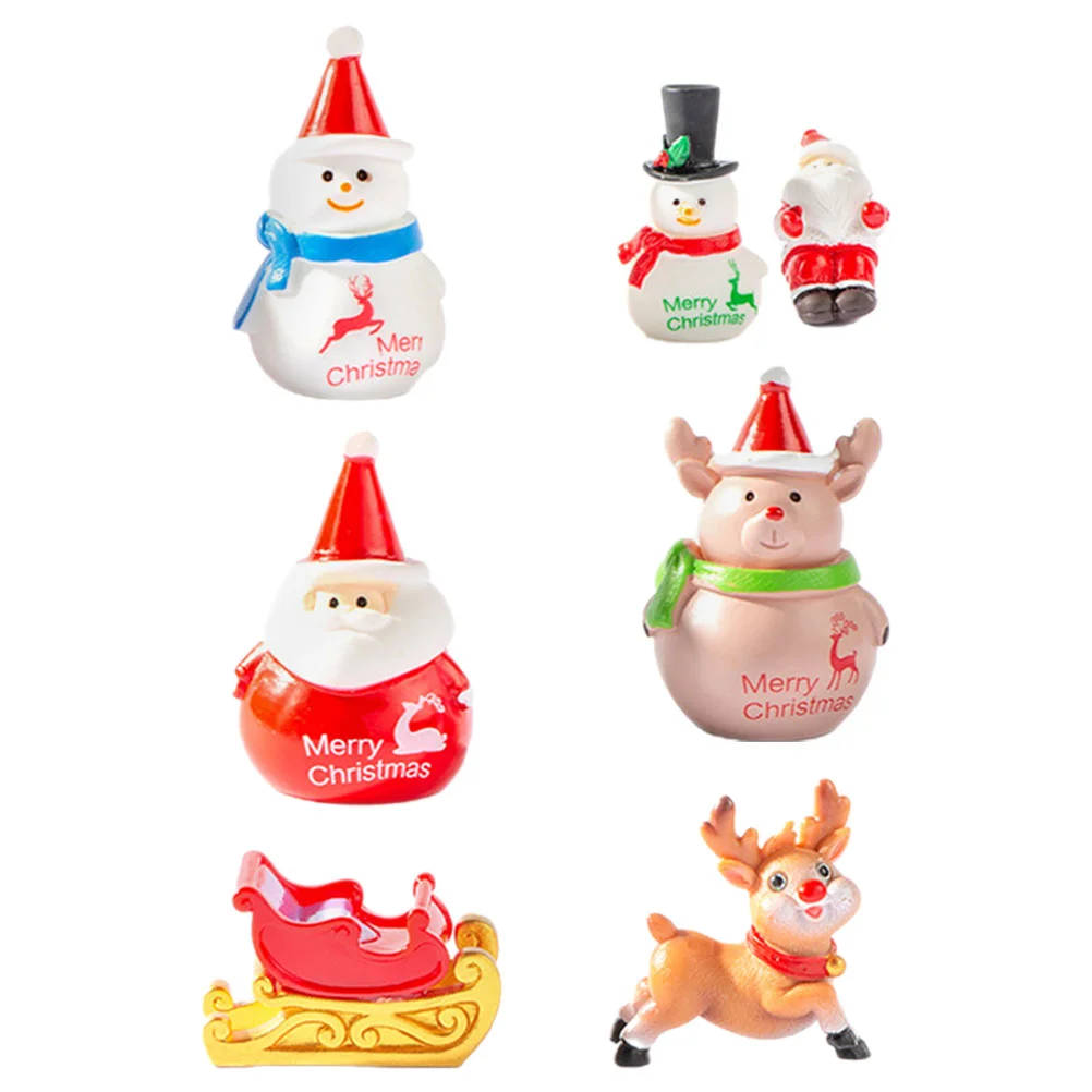

1 набор миниатюрных фигурок снеговика, рождественские статуи Санта-Клауса