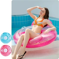 translucent glitter pool foats swimming ring adult inflatable lying on pool tube giant float with handle cup holder water fun