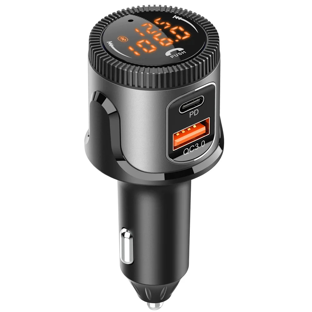 

PD Car Charger Fast Charging Type C Usb BC72 QC 3.0 Bluetooth Compatible Hands-Free FM Transmitter Dual Display Car Charger New