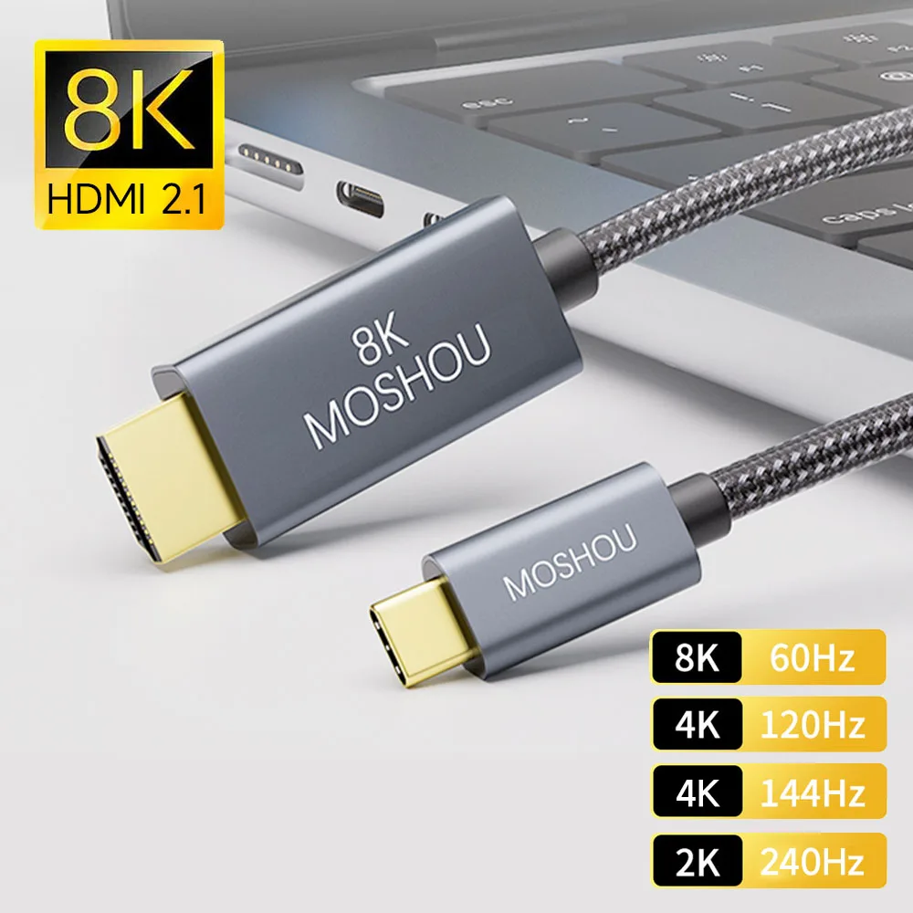 

USB C to HDMI Cable 8K Type C to HDMI 2.1 Cable 8K 60Hz 4K 120Hz 48Gbps for MacBook Pro Air iPad Pro Air Galaxy S22 Ultra S21+