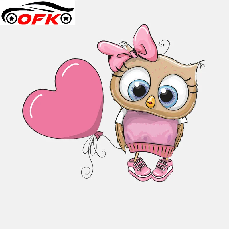 

Owl Girl Pulling A Balloon PVC Window Decoration Car Sticker 13.2CM*11.5CM