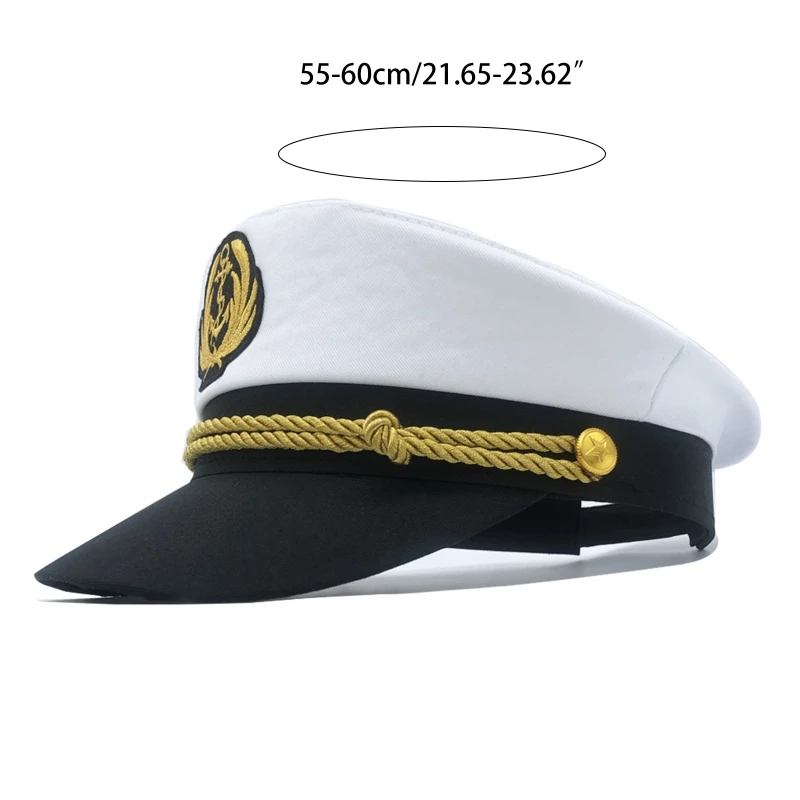 Yacht Captain Hat Navy Marine Hat Adjustable Sailor Captain Costume Men Boat Navy Hat for Adult Kid Men Women images - 6