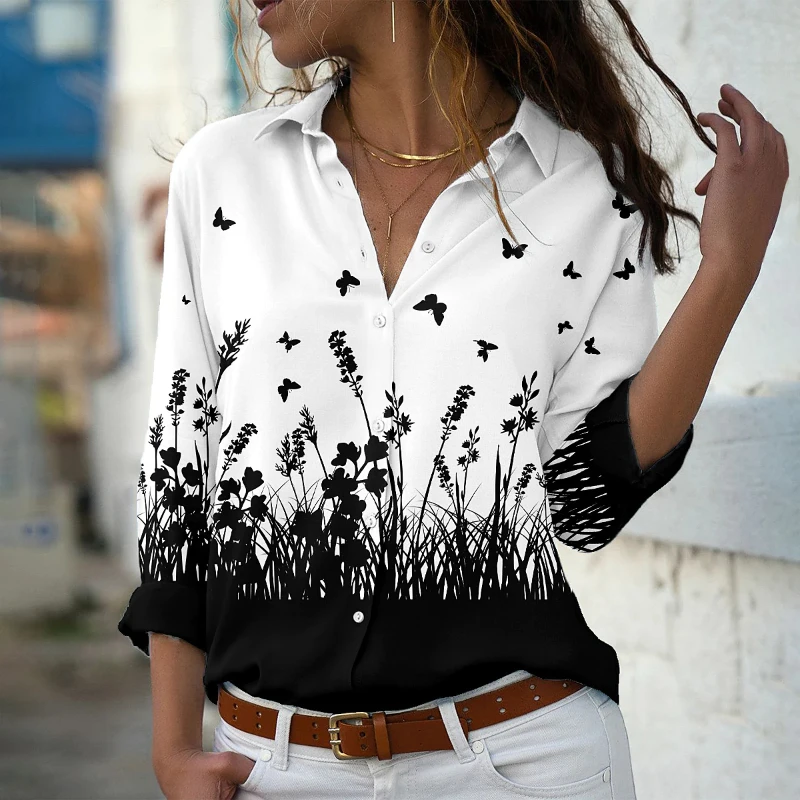 

Temperament Loose Shirt Women Fashion Casual Women Shirts New Printed Tops Women