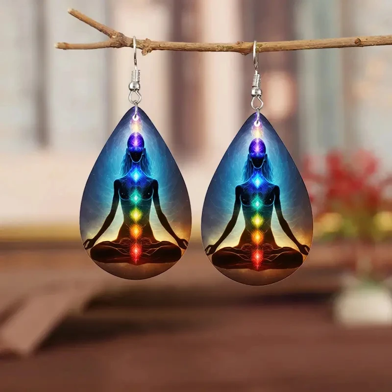 

1Pair Bohemian Fashion Style PU Leather Droplet Earrings Print Men's and Women's Daily Wear Ear Jewelry Creative Personalized Gi